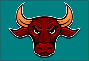 cartoon of a red angry ox