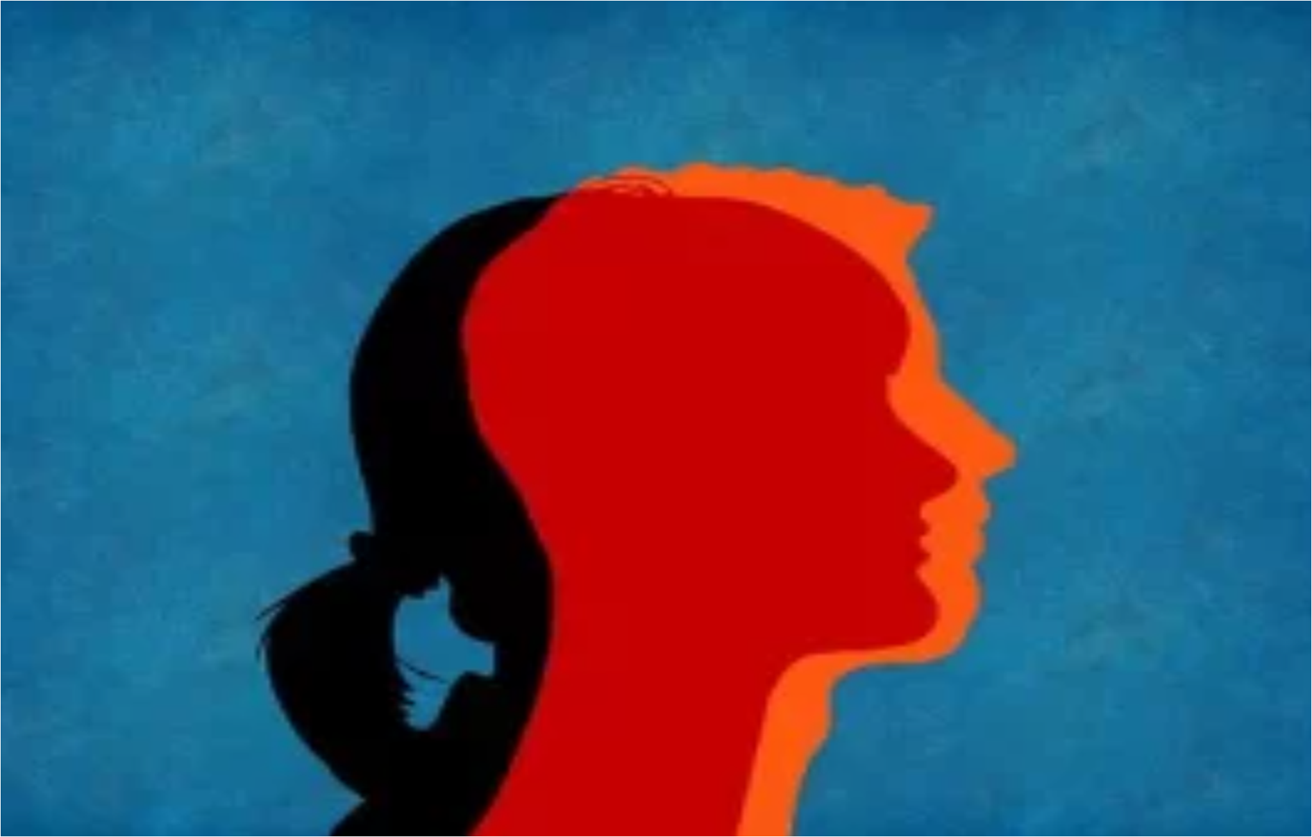 cartoon silhouette profiles of a man and woman